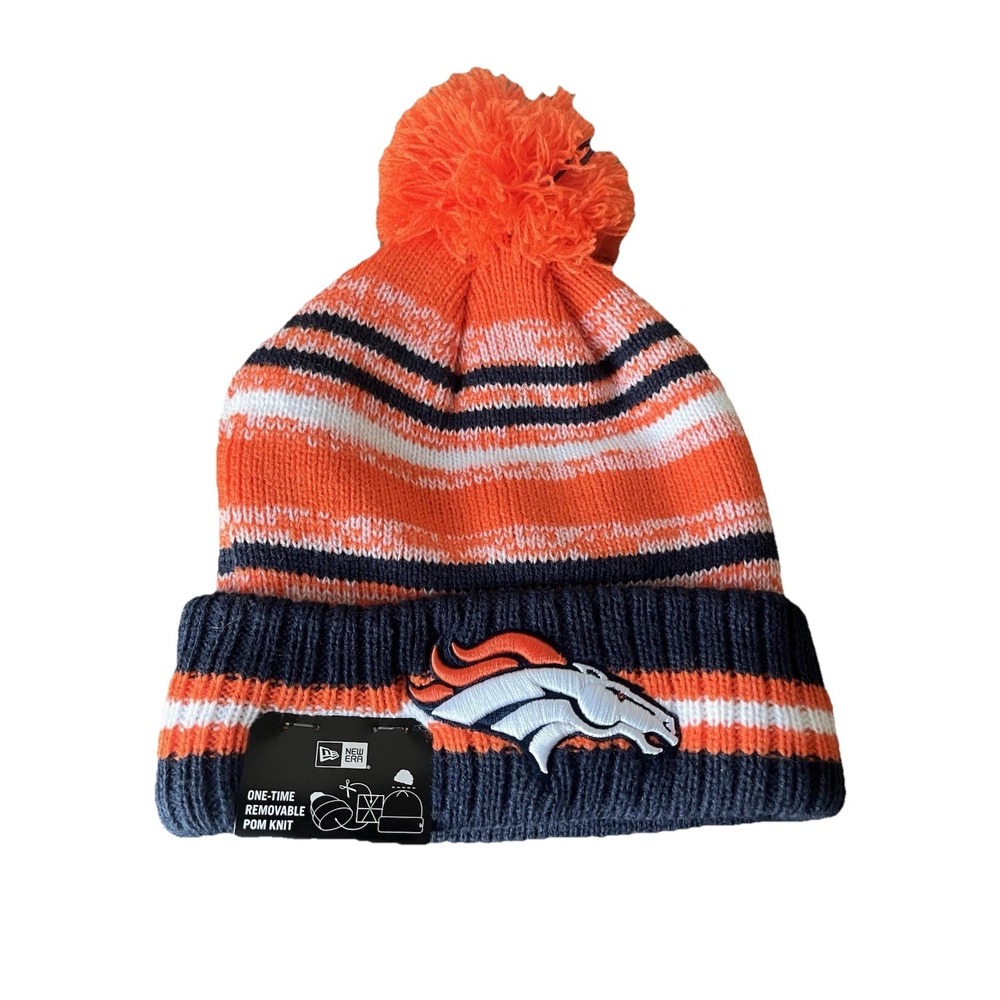 Denver Broncos STRIPED‎ Knit Winter Hat Beanie New Era Cap On Field Sideline NWT